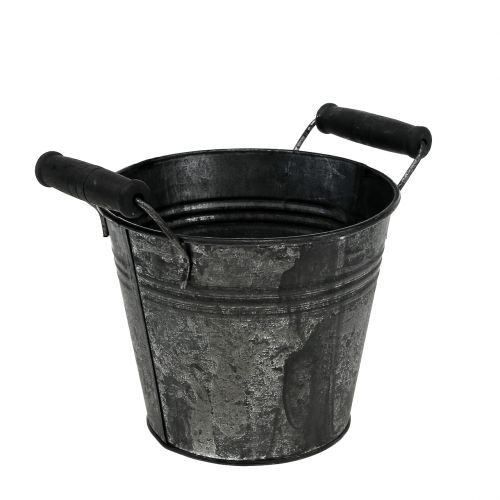 Floristik24 Cubo de hojalata antiguo Ø14cm H12cm