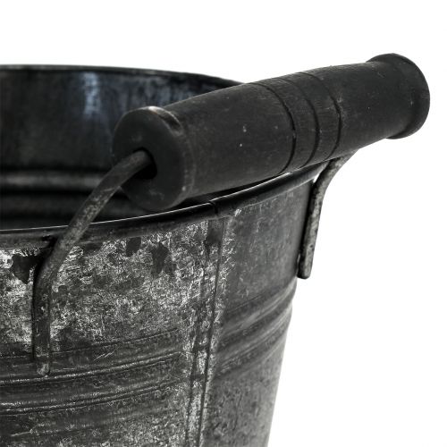 Floristik24 Cubo de hojalata antiguo Ø14cm H12cm