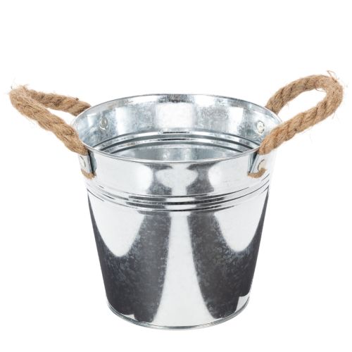 Cubo de metal brillante con asas de cuerda, Ø16 cm comprar | Floristik24.es