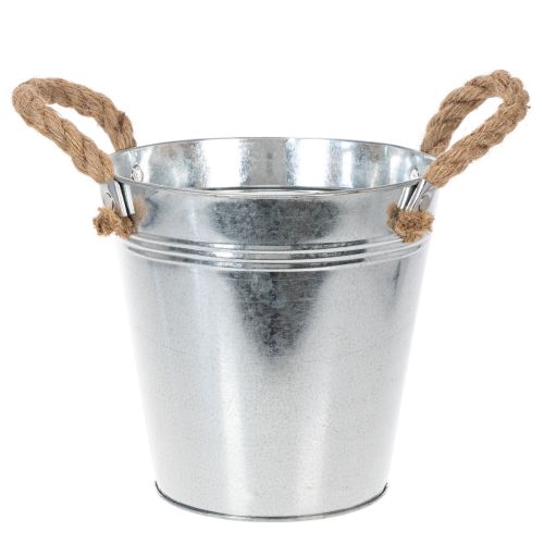 Cubo de metal brillante con asas de cuerda, Ø18 cm comprar | Floristik24.es