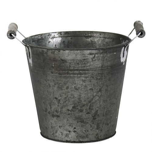 Floristik24 Cubo de hojalata antiguo Ø16cm H15cm