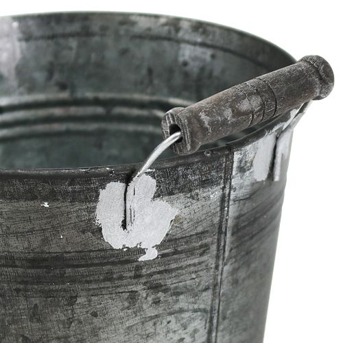 Floristik24 Cubo de hojalata antiguo Ø16cm H15cm