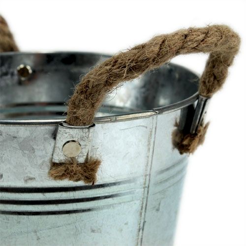 Artículo Macetero cubo decorativo de metal con asas de cuerda Ø20cm