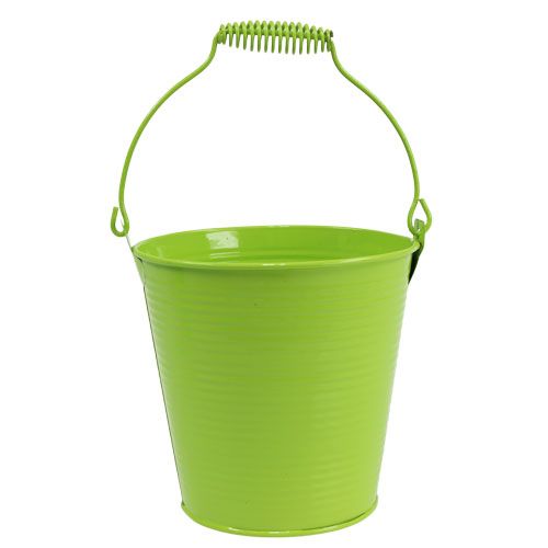 Floristik24 Cubo de hojalata verde manzana Ø15cm H14.5cm