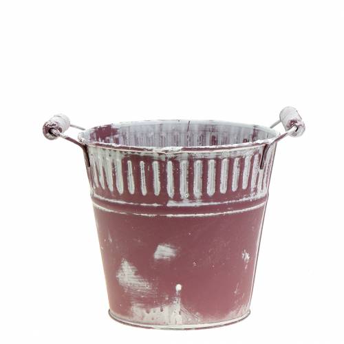 Cubo de hojalata violeta blanqueado Ø13cm H12cm 1 pieza | Floristik24.es