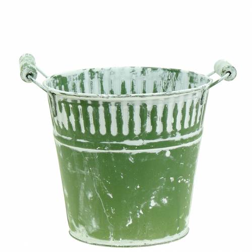 Cubo de hojalata verde blanqueado Ø16cm H15cm 1 pieza | Floristik24.es