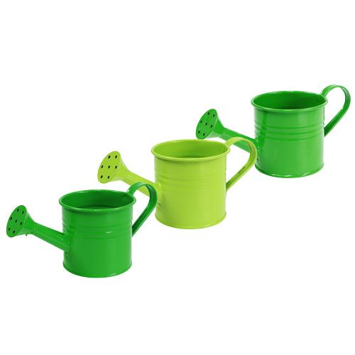 Floristik24 Regaderas de hojalata tipo verde. Ø7.5cm H6.5cm 8pcs