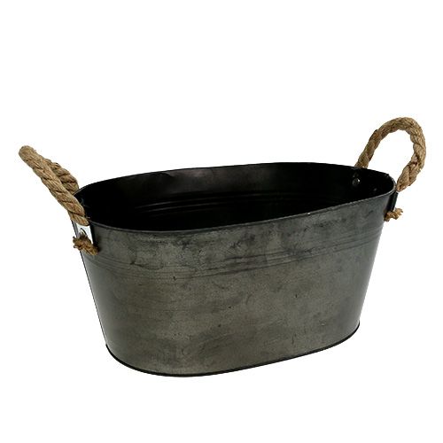 Floristik24 Cuenco de hojalata antiguo ovalado 31 x 20 cm H15 cm 2 piezas