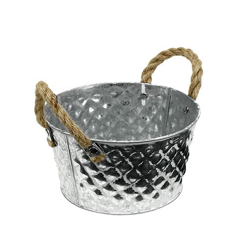 Cuenco de chapa con asas de cuerda Ø18cm H10cm