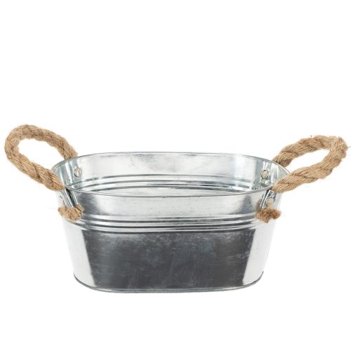 Bol de metal con asas de cuerda, color plata, 22 cm de alto, 10 cm de ancho comprar | Floristik24.es