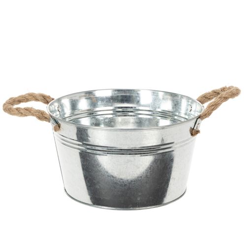 Bol de metal brillante con asas de cuerda, Ø22 cm comprar | Floristik24.es