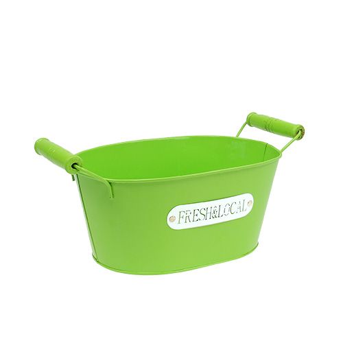 Floristik24 Cuenco de hojalata ovalado verde 22cm x 15cm H10cm