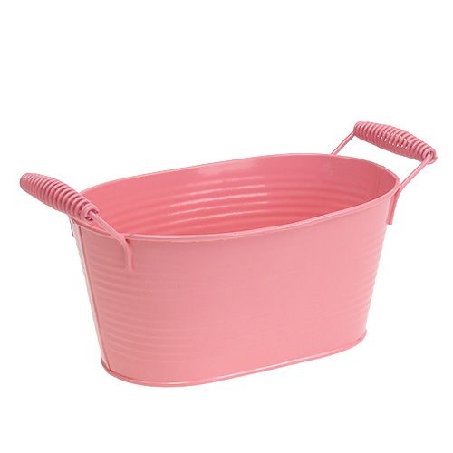 Floristik24 Cuenco de chapa ovalada salmón 20cm x 12cm H9cm