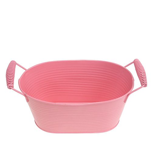 Floristik24 Cuenco de chapa ovalada salmón 20cm x 12cm H9cm