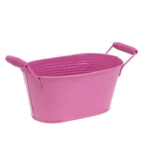 Floristik24 Tazón de lata ovalado rosa 19.5cm x 11cm x 9cm