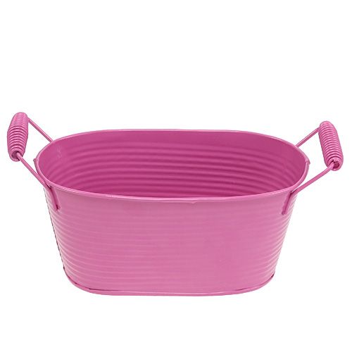 Floristik24 Tazón de lata ovalado rosa 19.5cm x 11cm x 9cm