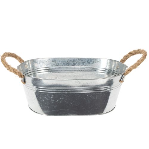 Bol ovalado de hojalata plateada de 30 cm x 17 cm x 10 cm. comprar | Floristik24.es