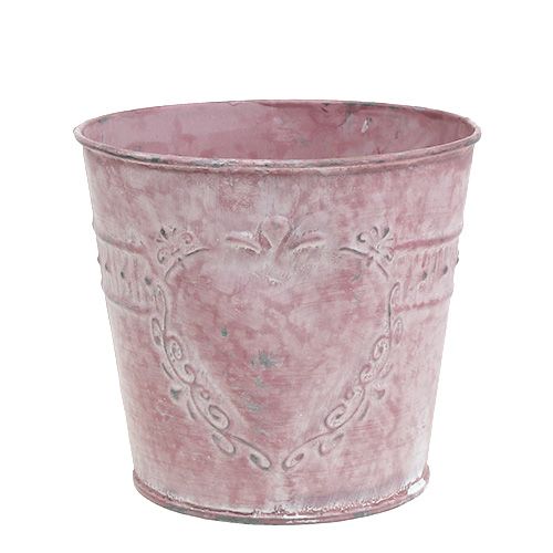 Floristik24 Sartén rosa lavada decorada Ø14cm H12,5cm