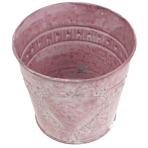 Floristik24 Sartén rosa lavada decorada Ø14cm H12,5cm