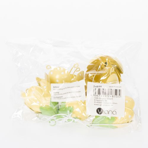 Artículo Flor colgante de metal para decoración romántica de interior y exterior, 6 cm, 6 piezas