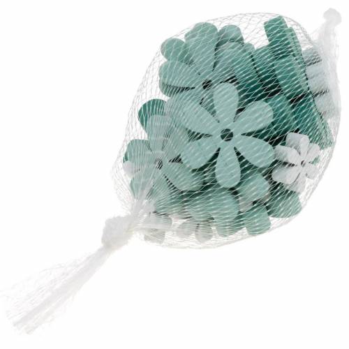 Floristik24 Flores decorativas dispersas en flor de madera verde, menta y blanca para esparcir 29 piezas