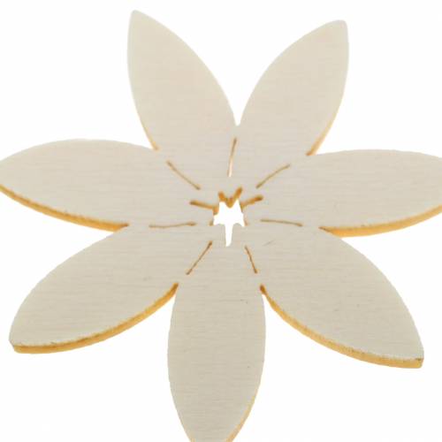 Artículo Flores de madera para esparcir blanco, marrón Ø4cm 72p