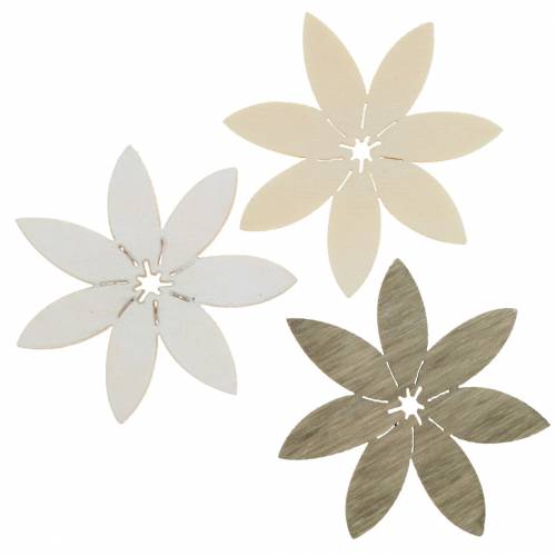Floristik24 Flores de madera para esparcir blanco, marrón Ø4cm 72 piezas