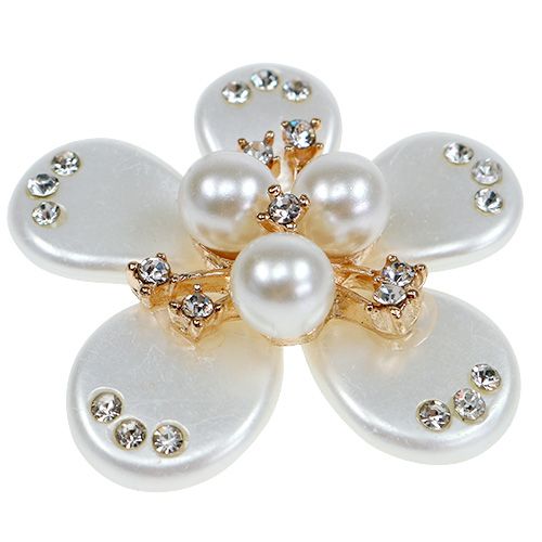 Artículo Flor con perlas en crema Ø4cm 8pcs