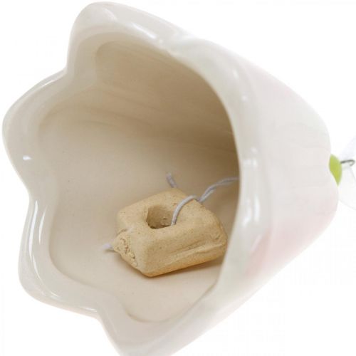 Floristik24 Campana de flores para colgar rosa, crema primavera decoración cerámica H6cm 6pcs