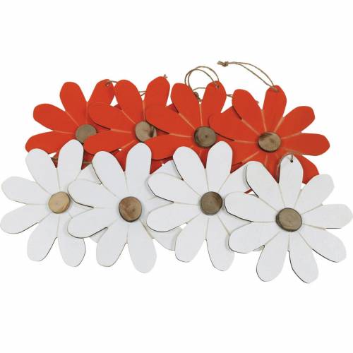 Floristik24 Colgantes de flores, flores decorativas naranja y blanco, decoración de madera, verano, flores decorativas 8 piezas