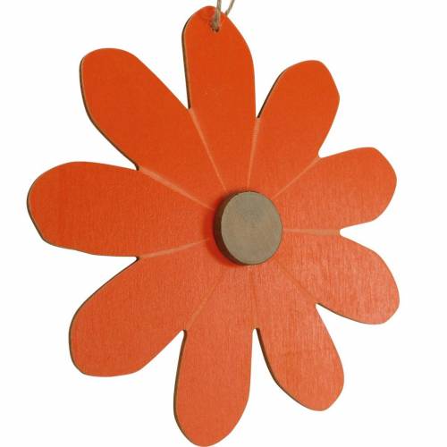 Artículo Colgante de flores, flores decorativas naranja y blanco, decoración de madera, verano, flores decorativas 8 piezas