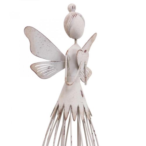 Artículo Hada de flores decoración de mesa primavera decoración de metal hada blanco Al.30,5cm