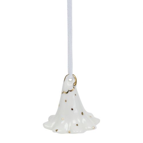 Artículo Campanas de flores para colgar Blanco, oro 4,5cm - 5cm 3pzs