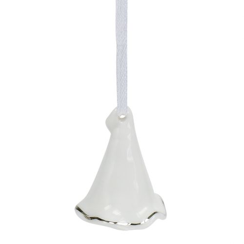 Floristik24 Campanas de flores para colgar blanco, plata 3 piezas
