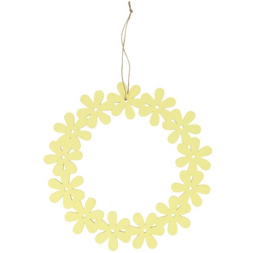 Floristik24 Corona de flores de madera en amarillo Ø35cm 1pc