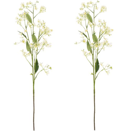 Artículo Rama decorativa de flor de manzano como flor artificial para dar un toque luminoso a la sala de estar, color crema, 108 cm, 2 piezas