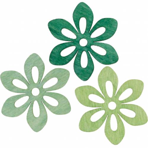Floristik24 Flores de dispersión verde, decoración de primavera, flores de madera para esparcir, decoración de mesa 72 piezas
