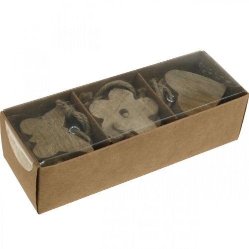 Floristik24 Colgante de madera flor corazón mariposa decoración primavera natural H5.5/4cm 12 piezas