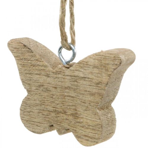 Artículo Colgante de madera flor corazón mariposa decoración primavera natural H5.5/4cm 12 piezas
