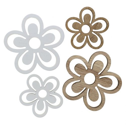 Floristik24 Flor de madera blanco/natural 3cm - 4.5cm 48 piezas