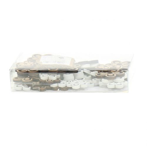 Floristik24 Flor de madera blanco/natural 3cm - 4.5cm 48 piezas