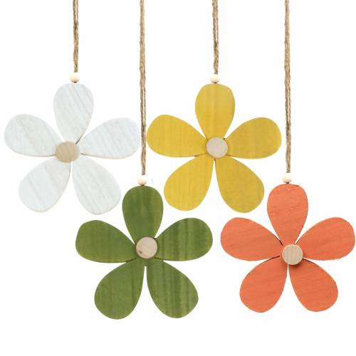 Floristik24 Flor de madera para colgar colores surtidos 16cm 4pcs