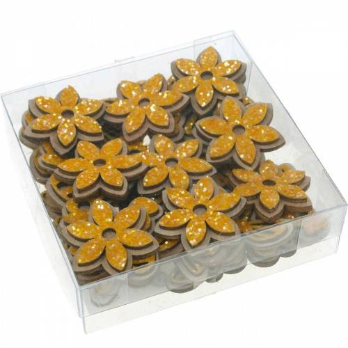 Artículo Flores y abejas para esparcir adornos de madera naranja primavera 36 piezas