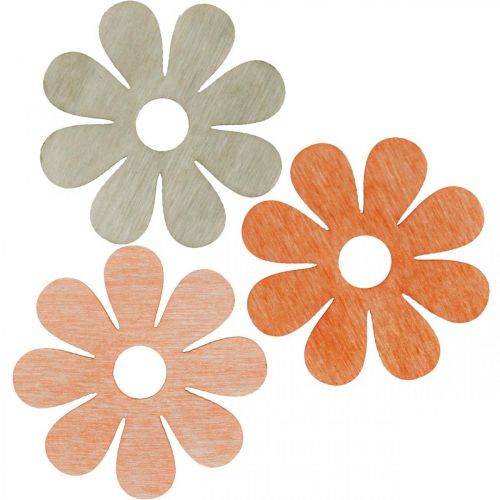 Artículo Flores para esparcir naranja, albaricoque, marrón decoración dispersa madera 72 piezas