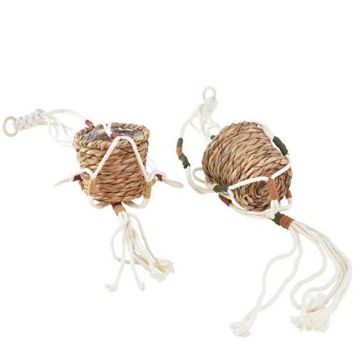 Artículo Maceta colgante ligera macramé crema Ø12cm H85cm 2ud