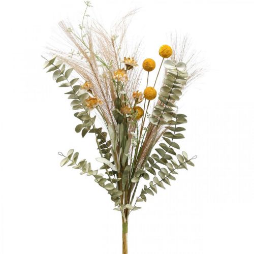 Flores artificiales Craspedia hierba pluma eucalipto ramo 55cm