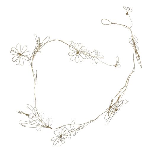 Artículo Guirnalda de flores colgador decorativo de metal motivo dorado pradera 110cm