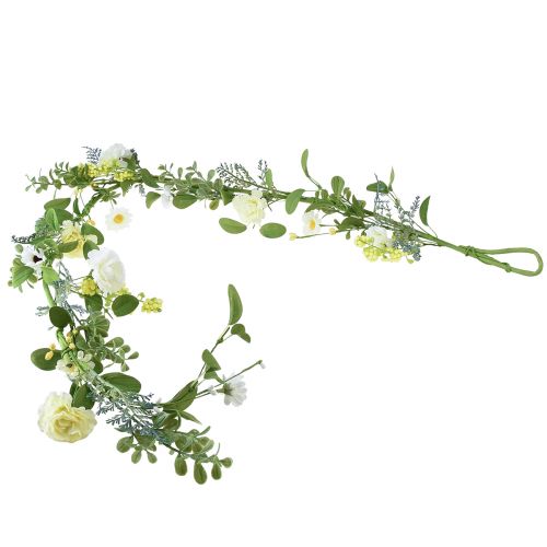Guirnalda de flores artificiales guirnalda decorativa crema amarillo blanco 125cm