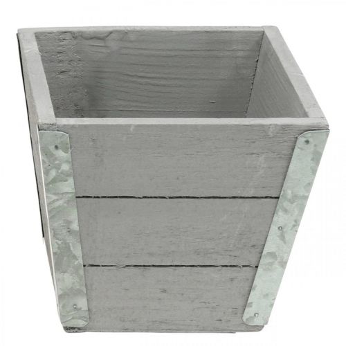 Artículo Jardinera de madera macetero shabby chic gris 12,5×14,5×14,5cm