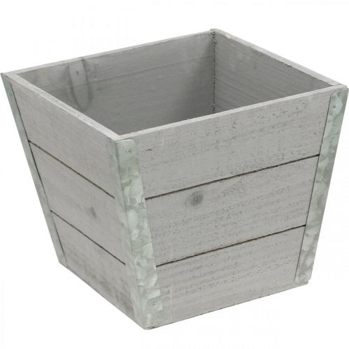 Artículo Jardinera de madera macetero shabby chic gris 19x19x15,5cm